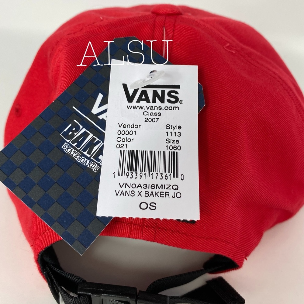 VANS x Baker Jockey Cotton SnapBack Red Unisex - Picture 4 of 7